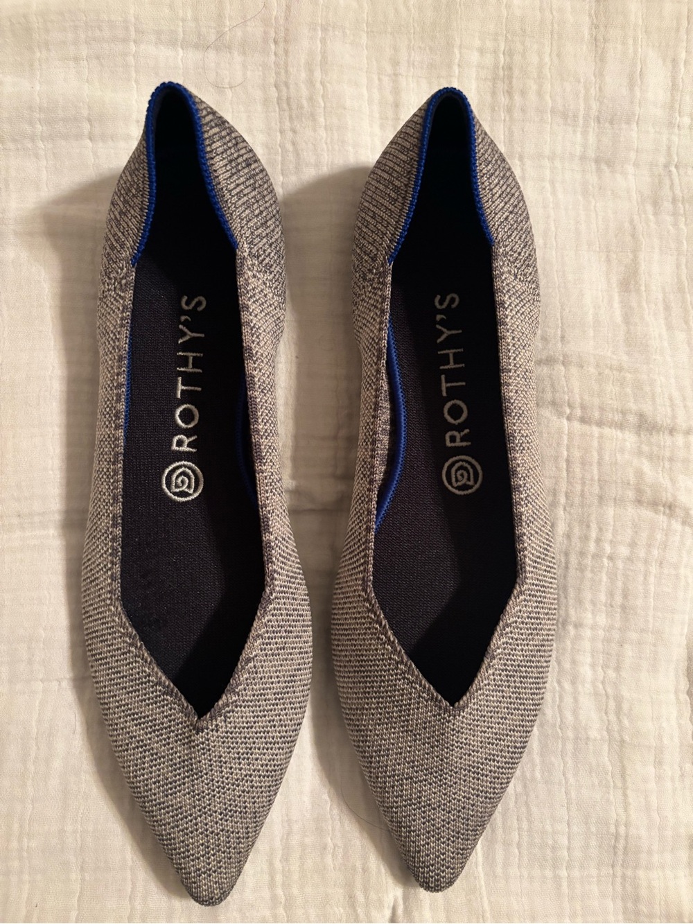 ROTHY’S NWOT Grayish Point Flats Size 9.5